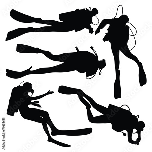 Scuba Diving Silhouettes Vector illustration