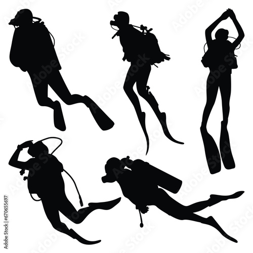 Scuba Diving Silhouettes Vector illustration