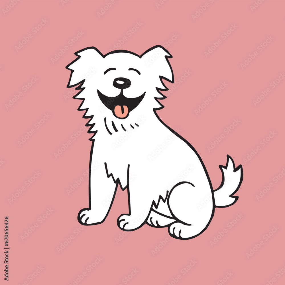 cute drawing of a cheerful dog in doodle style. funny dog, line illustration cute drawing of a cheerful dog in doodle style. funny dog, line illustration