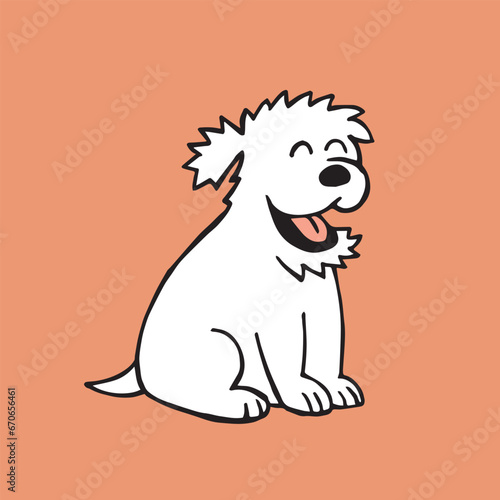 cute drawing of a cheerful dog in doodle style. funny dog  line illustration