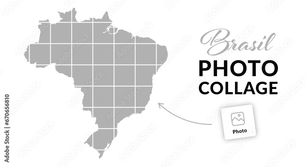 Brasil photo collage. Travel and trip photo concept. Map of Brazil collage. Vector
