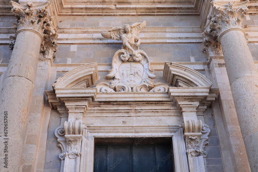 Detail of Church of Saint Ignatius in Dubrovnik, Croatia
