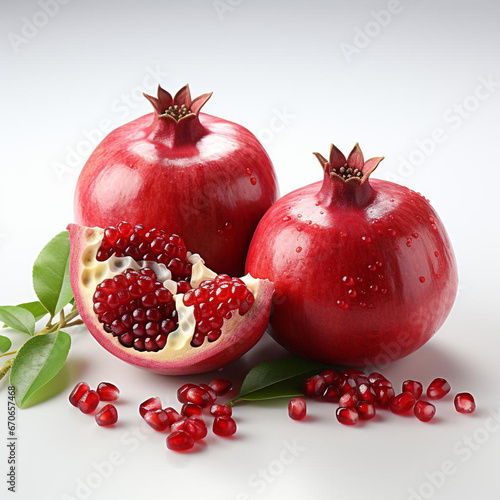 closeup photo of pomegranate on isolated white background