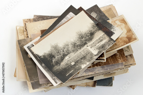 Tableau sur toile Pile of vintage photographies