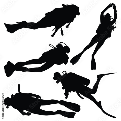 Scuba Diving Silhouettes Vector illustration