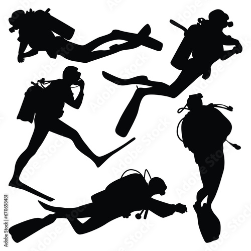 Scuba Diving Silhouettes Vector illustration