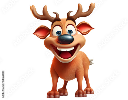 Adorable Cartoon-Style Christmas Character - Rudolph the Red-Nosed Reindeer - Isolated on a Transparent Background