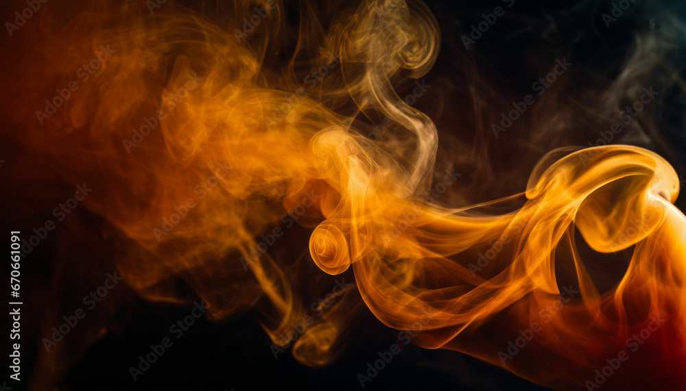 Fototapeta premium Graceful Orange Smoke on black background