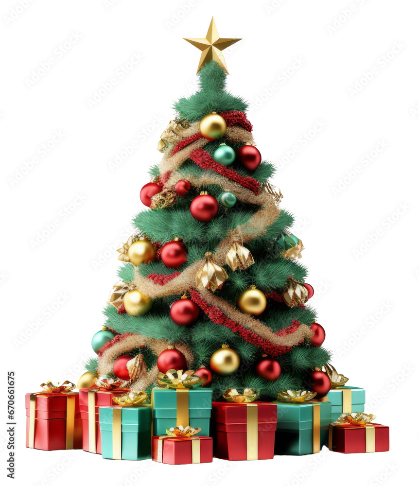 Christmas tree Decorated with gift box isolated remove background Christmas tree Decorated with gift box isolated remove background