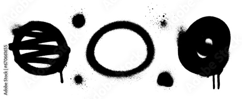 Set of graffiti spray banner. Vector spray paint shapes with smudges