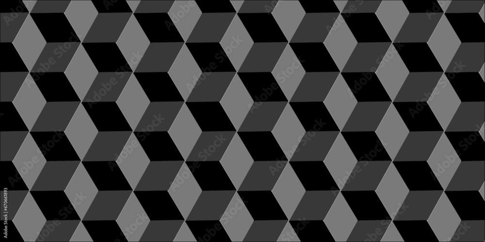 Obraz premium Abstract black and gray grid geometrics patterns square style minimal blank cubic. Geometric pattern illustration tile with mosaic, square and triangle wallpaper. 
