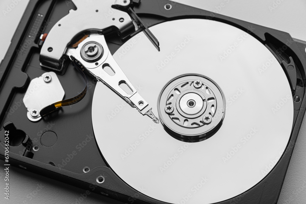 Open hard disk drive. Computer hard drive HDD. Computer memory. Open hard disk drive. Computer hard drive HDD. Computer memory.