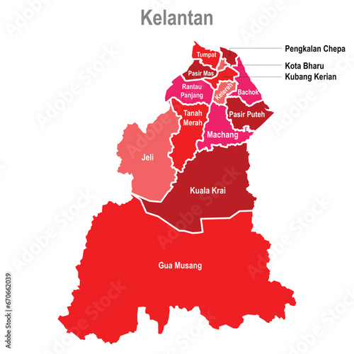 Map of Kelantan Darul Naim, Malaysia