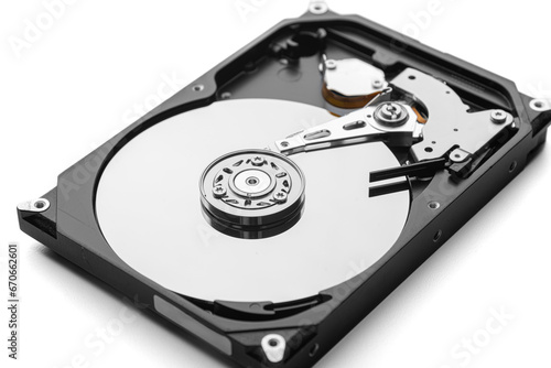 Open hard disk drive. Computer hard drive HDD. Computer memory.