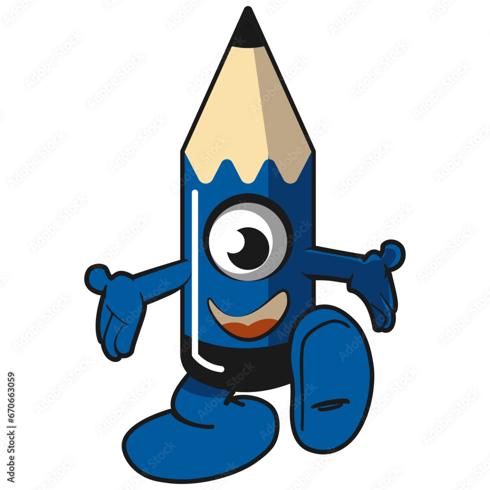 mascot vector of cheerful and cute pencil character mascot vector of cheerful and cute pencil character