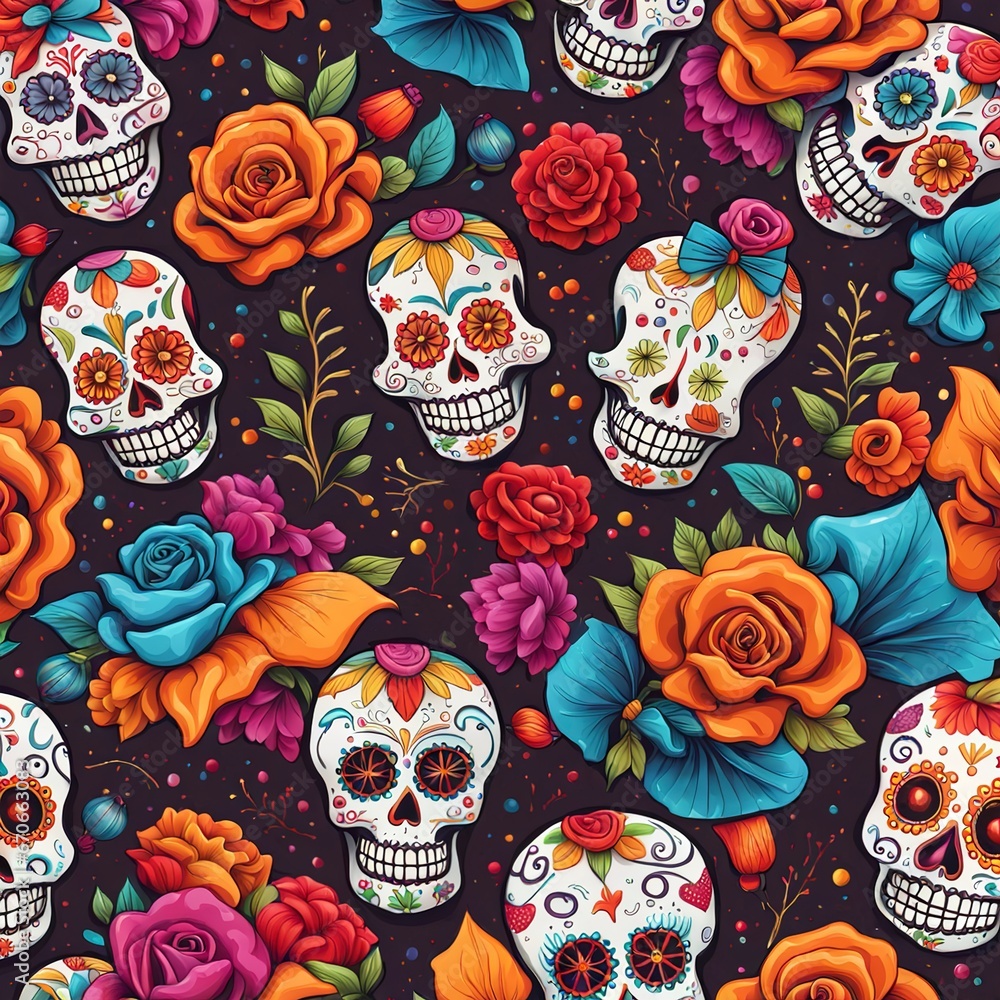 Fototapeta premium Illustration of Day of the Dead Alter and La Caterina