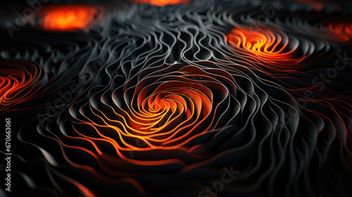 Neon Orange Fingerprint Pattern. Generative AI photo