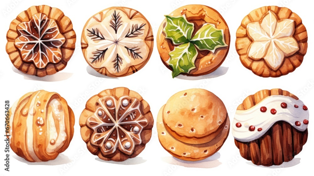 A group of cookies with different designs on them. A group of cookies with different designs on them.
