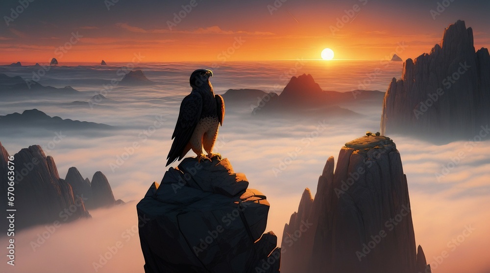 Falcon on rocks