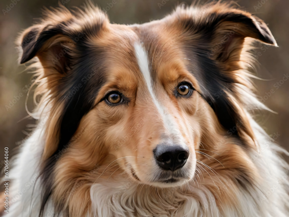 A Dog With Long Hair And A Black Nose