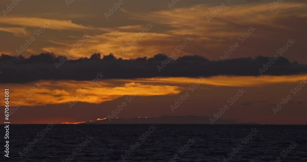 Sunrise over ocean water waves time lapse, big sun rising through clouds, beautiful nature background timelapse, seascape horizon Sunrise over ocean water waves time lapse, big sun rising through clouds, beautiful nature background timelapse, seascape horizon