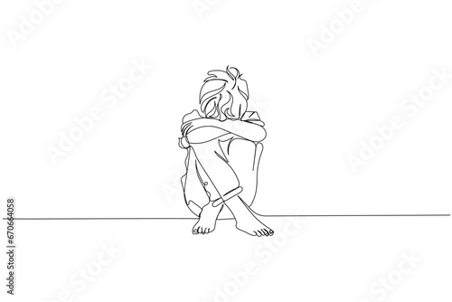 Continuous line art of a kid holding an empty plastic bowl. Hunger and poverty concept. Homeless child. Donate and support people. Hunger crises. Food shortage. Starvation and War PTSD in Children art