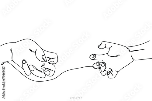  line art of hand tense from spasms and twitches. Epilepsy posture. National epilepsy awareness month. Unconscious and faint person with seizures. Hands with convulsions concept art. POSTER