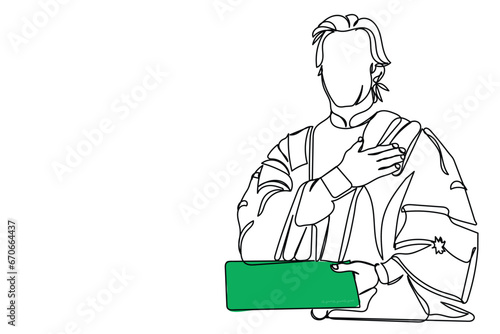 Continuous line art of an asian man. Pakistani culture. Vector of adult man from pakistan. Leadership. Concept of vision for life. Sitting and walking person. Khan from Pakistan. Ethnic people art