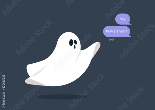A ghosting concept representing toxic relationships, where a person chooses to ignore online messages and cut off communication