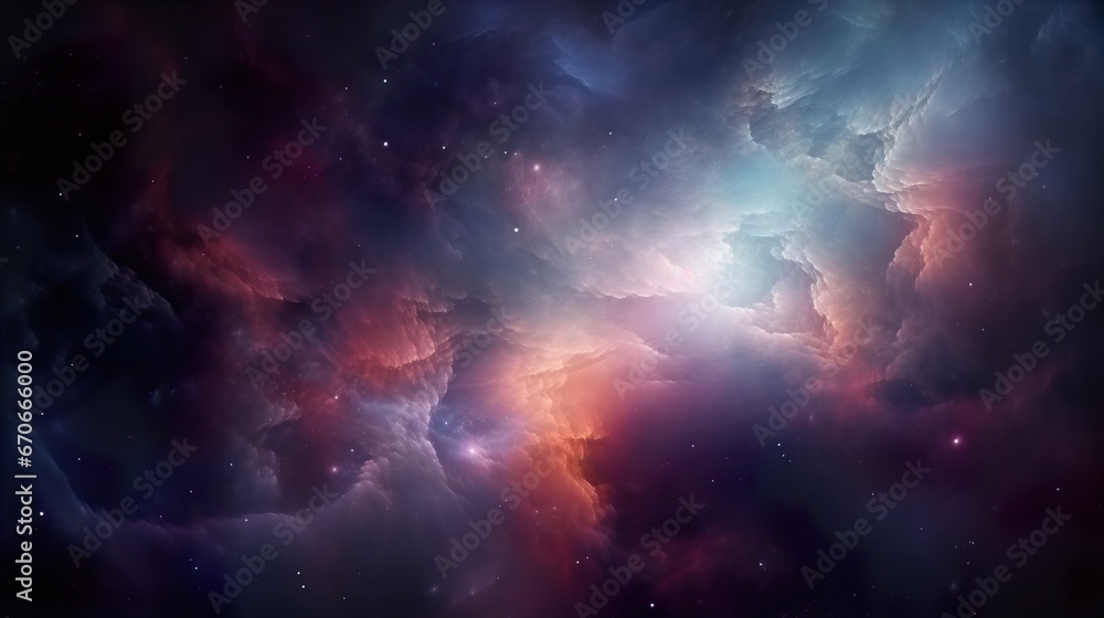 Fototapeta premium Spiral Galaxy Unfolding: A Cosmic Ballet of Light and Color