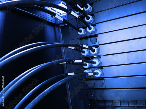 close up of network cables in a data center photo