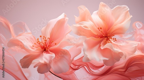 a pink flower on a peach background © OLKS_AI