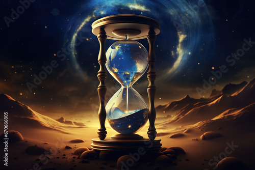 Mystical Hourglass in the middle of a Space. photo