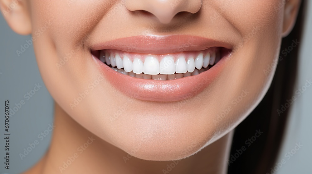 closeup of smile with white healthy teeth closeup of smile with white healthy teeth