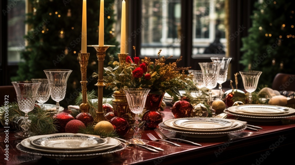 Christmas table setting decorations 