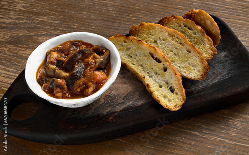 eggplant appetizer with white bread