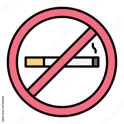No Smoking Line Color Icon