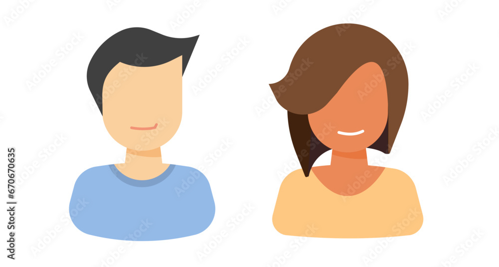 Woman man icon flat cartoon drawing illustration set, girl boy user profile avatar graphic, female male person simple smiling happy people, client customer character picture. kid child image clipart Woman man icon flat cartoon drawing illustration set, girl boy user profile avatar graphic, female male person simple smiling happy people, client customer character picture. kid child image clipart