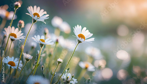 Pure White Daisies in a Blurred Field