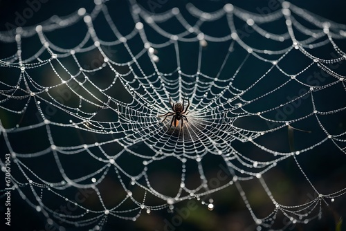spider web with dew drops