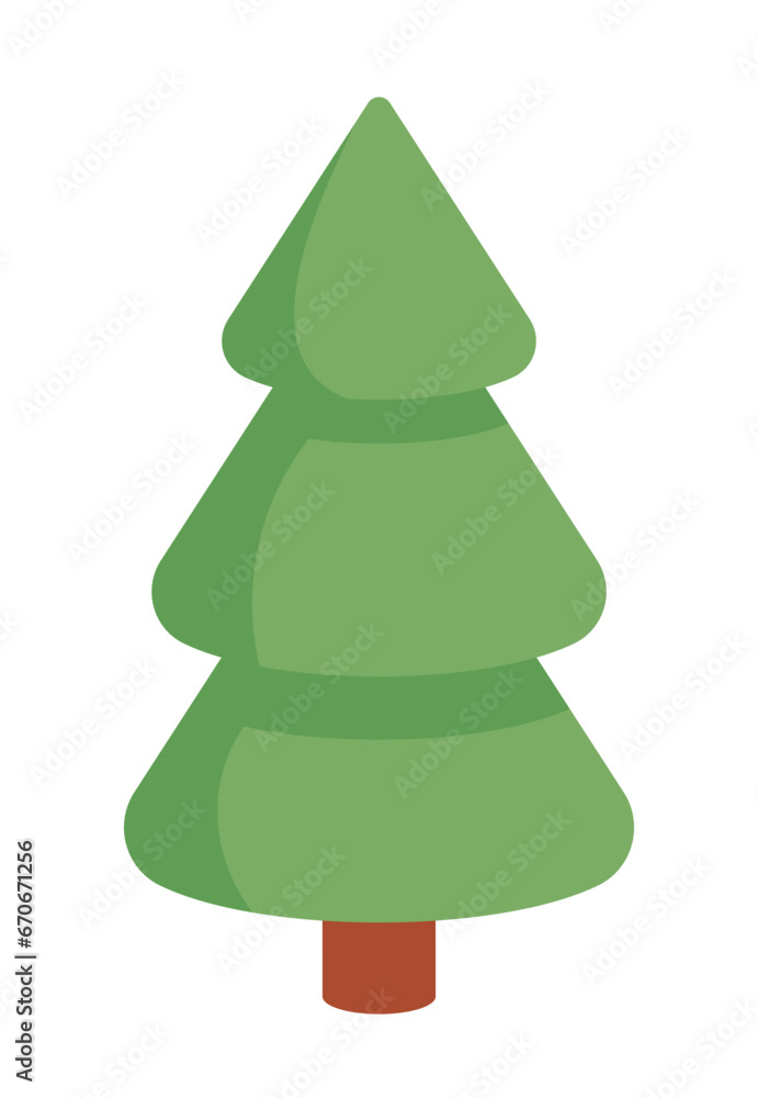 Conifer fir tree 2D cartoon object. Pine spruce. Evergreen tree isolated vector item white background. Environment nature. Vegetation plant. Coniferous forest color flat spot illustration Conifer fir tree 2D cartoon object. Pine spruce. Evergreen tree isolated vector item white background. Environment nature. Vegetation plant. Coniferous forest color flat spot illustration