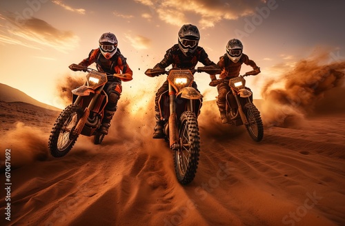 A motocross race in the desert. Great for stories about dirt biking, adventure, off-road racing, sports, rallies and more. 