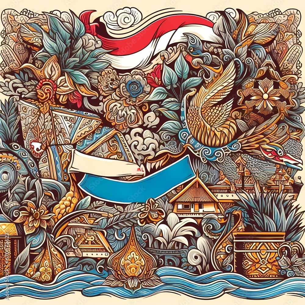 Detailed Indonesian Holiday Batik Day Illustration with more details Detailed Indonesian Holiday Batik Day Illustration with more details