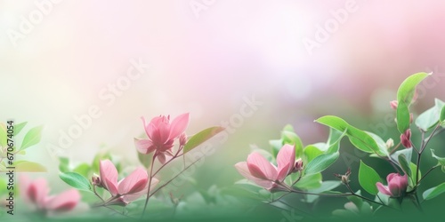 Beautiful abstract pink and green misty morning photo floral design background banner. beautiful Generative AI AIG32
