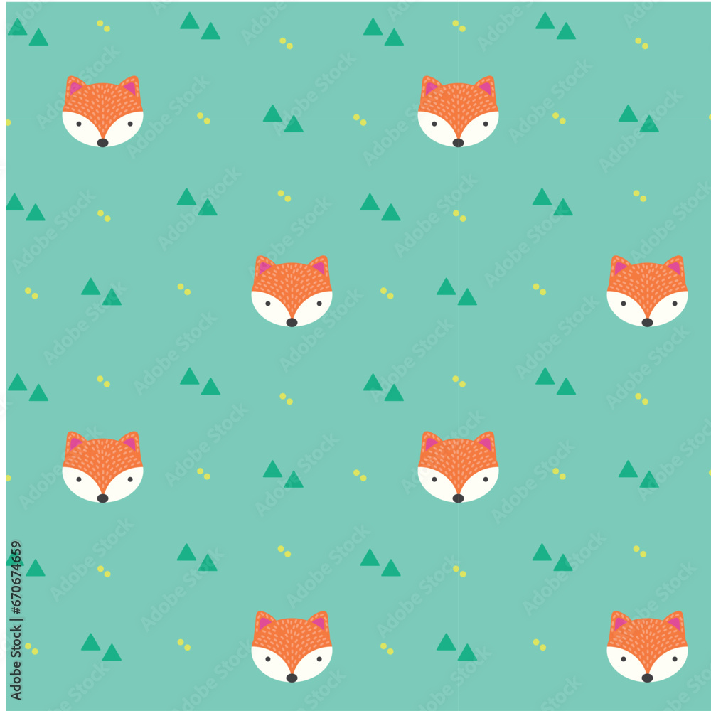 Vector illustration. Seamless pattern. Fox. Print for fabric and wallpaper. children.
