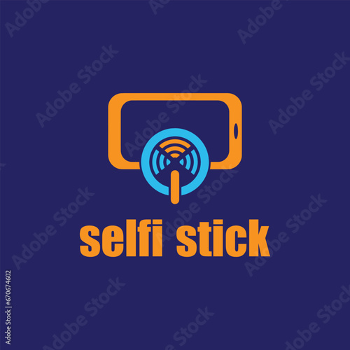selfie stick logo design vector format