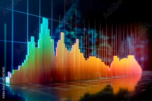 Colorful Line Graph on Black Background Portraying Business Growth