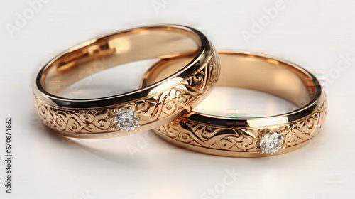 Two Golden Wedding Rings. Isolated on a White Background