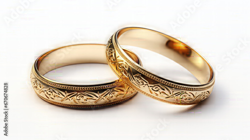 Two Golden Wedding Rings. Isolated on a White Background