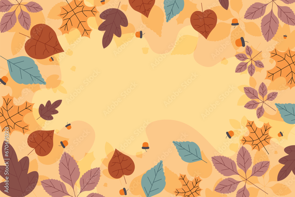 Autumn background with flat leaves. Vector.